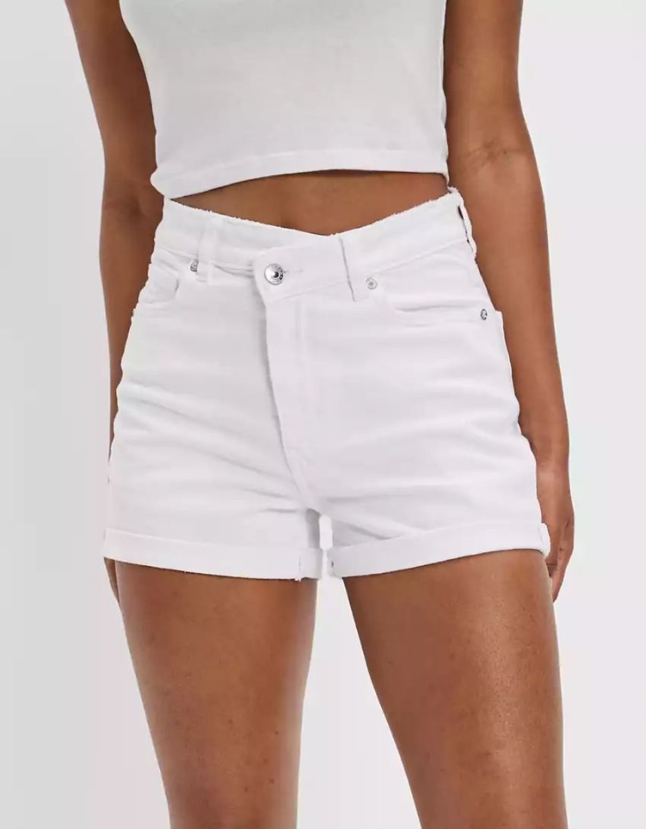 Shorts American Eagle AE Stretch Denim Mom Blanche Femme | JQP-03981581